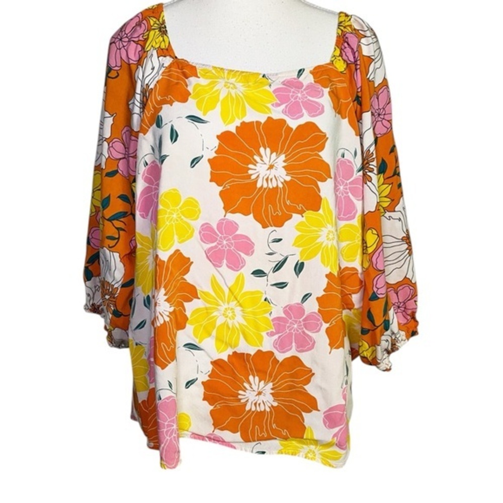 Emily Wonder Orange, Pink, & Yellow Floral Women's Blouse